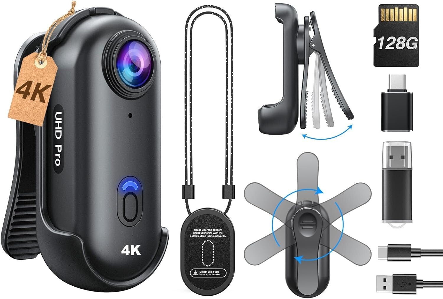 BOBLOV HD 4K Portable Police Wearable Cam Mini Body Camera W/ Audio Record 128G