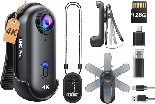 BOBLOV HD 4K Portable Police Wearable Cam Mini Body Camera W/ Audio Record 128G