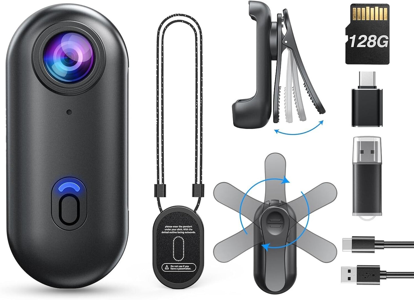 BOBLOV HD 4K Portable Police Wearable Cam Mini Body Camera W/ Audio Record 128G